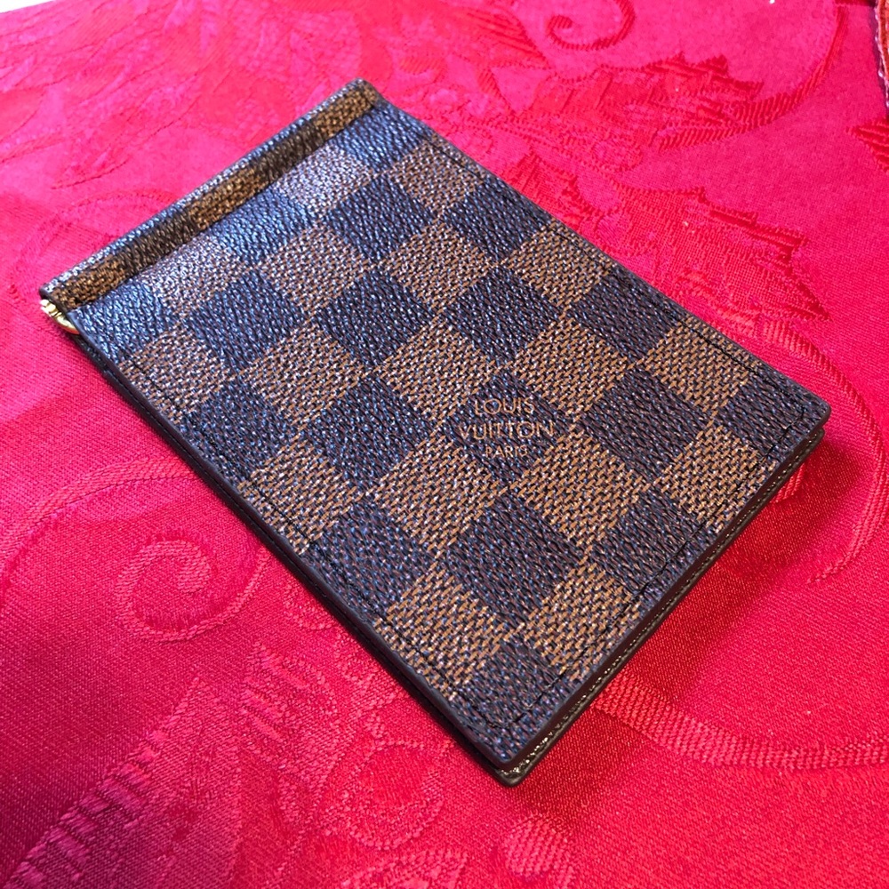 Brown leather wallet with money clip